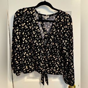 Black floral blouse